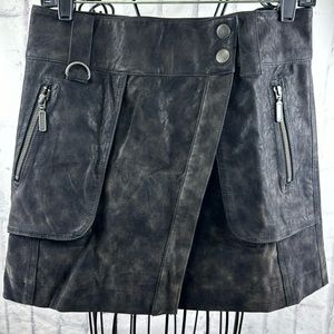 Free People Carson Mini Skirt Vegan Leather Utility Wrap Asymmetric Overlapping